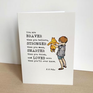 Winnie de Poeh-kaarten met quotes Je bent moediger dan je denkt, sterker dan...slimmer... Winnie de Poeh-kaarten Blanco briefje 2KOPEN + 1 GRATIS