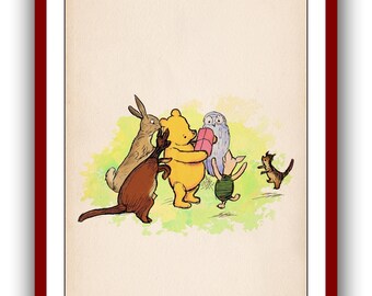 Winnie the Pooh y regalo Winnie the Pooh Poster Color Vintage Classic Poster Nursery Imprimible Descarga digital instantánea