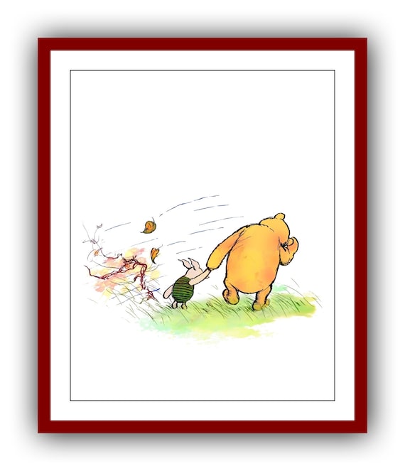 くまのプーさんと子豚 風の強い日 くまのプーさんのポスター カラー