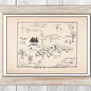 Winnie the Pooh Hundred Acre Wood Map Vintage Classic Poster Nursery Print Instant Digital Download