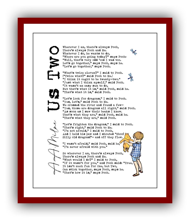 Us Two Poem A a milne Famous Poem Winnie The Pooh Poster Classic us-two-poem-a-a-milne-famous-poem-winnie-the-pooh-poster-classic