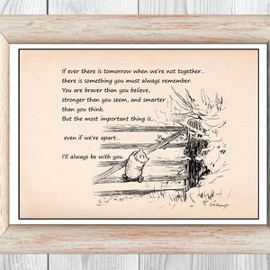 If ever there is tomorrow when we&#39;re not together... Winnie the Pooh Quote Classic Poster Nursery Print Instant Digital Download
