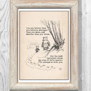 Du bist mutiger, als du glaubst, stärker, als du scheinst, und ... Winnie der Pooh Zitat klassische Poster Kindergarten Druck Instant Digital Download