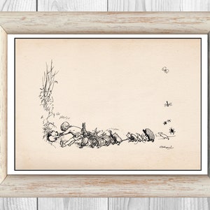 Winnie the Pooh and Christopher Robin and all Friends Vintage Classic Poster Nursery Print Instant Digital Download