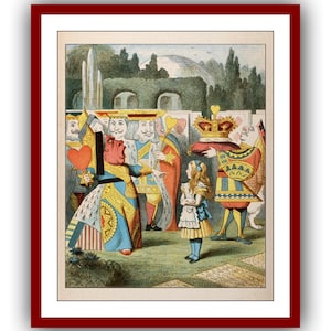 Alice in Wonderland Queen of Hearts shouting at Alice Classic Vintage Print John Tenniel illustrations Nursery Instant Digital Download