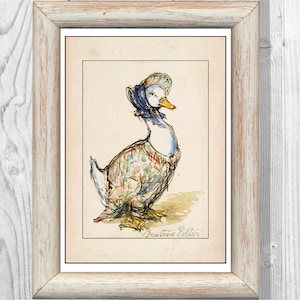 Jemima Puddle Duck Beatrix Potter Bleistift Zeichnung Charakter Illustration Poster Home Dekor Kinderzimmer Druck Sofortiger digitaler Download