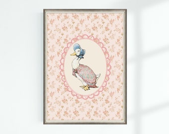 Jemima Puddle Duck Kids Decor Beatrix Potter Character Illustration Poster Home Decor  Nursery Printable Instant Digital Download