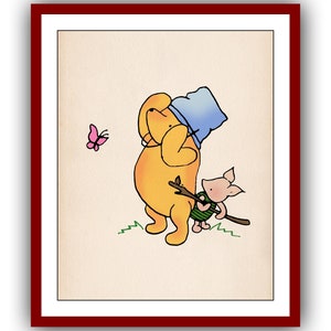 Winnie the Pooh and Piglet Winnie the Pooh Poster Color Vintage Classic Poster Nursery Printable Instant Digital Download