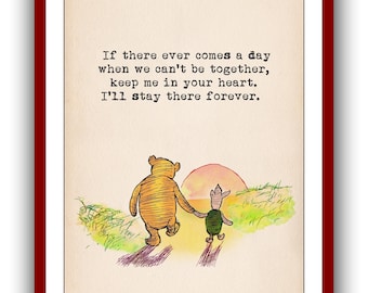 Si alguna vez llega un día en el que no podemos estar juntos... Winnie the Pooh Cita Cartel Color Vintage Vivero Imprimible Descarga Digital Instantánea