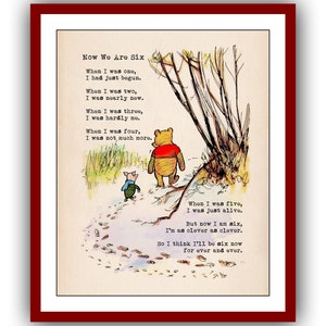 Now We Are Six A.A. Milne Poems Toen ik één was, was ik net begonnen... Winnie de Poeh-citaatposter kinderkamer afdrukbare afdrukbare instant digitale download