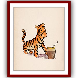 Tigger Print Winnie the Pooh Poster Color Vintage Classic Poster Nursery Printable Instant Digital Download