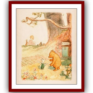 Winnie the Pooh and Piglet Winnie the Pooh Poster Color Vintage Classic Poster Nursery Printable Instant Digital Download