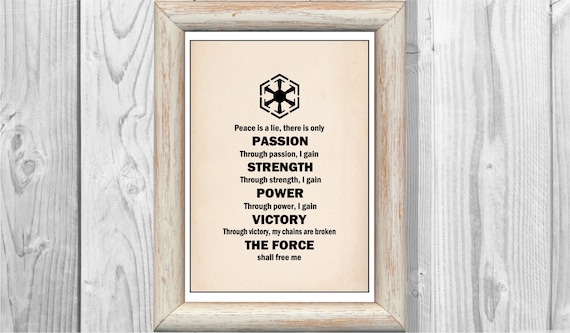Star Wars Set of 4 Jedi Code Darth Vader Sith Code Print Star Wars