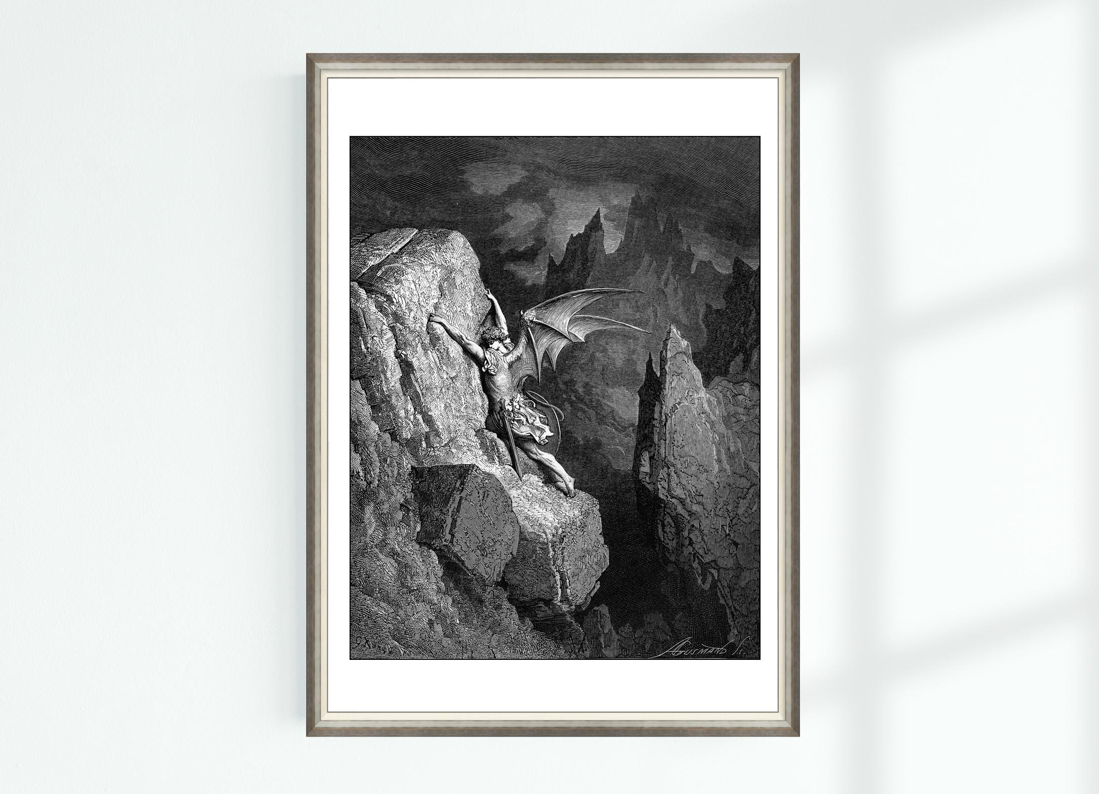 堕天使ルシファー 失楽園 プリント ギュスターヴ・ドレ 彫刻