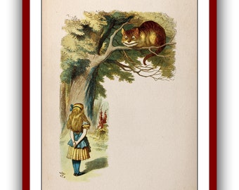 Alice in Wonderland Alice with the Cheshire Cat Print John Tenniel illustrations Nursery Instant Digital Download