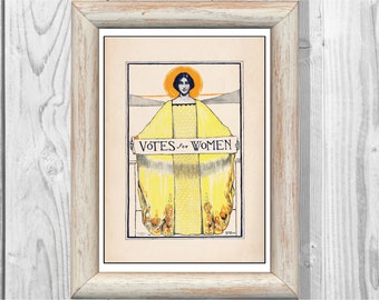 Votos por las mujeres feminismo cartel sufragista vintage arte impresión 1900 feminista historia femenina impresión descarga digital instantánea