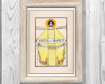 Votes for Women Feminism Poster Suffragette Vintage Art Print 1900's Feminist Female History Print Instant Digital Download