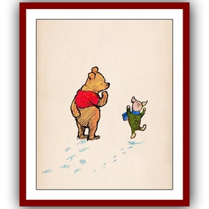 Winnie the Pooh and Piglet Winnie the Pooh Poster Color Vintage Classic Poster Nursery Printable Instant Digital Download