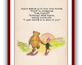 Piglet se acercó sigilosamente a Pooh por detrás... Sólo quería estar seguro de ti... Winnie the Pooh Quote Poster Nursery Instant Digital Download