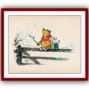 Winnie the Pooh and Piglet Winnie the Pooh Poster Color Vintage Classic Poster Nursery Printable Instant Digital Download