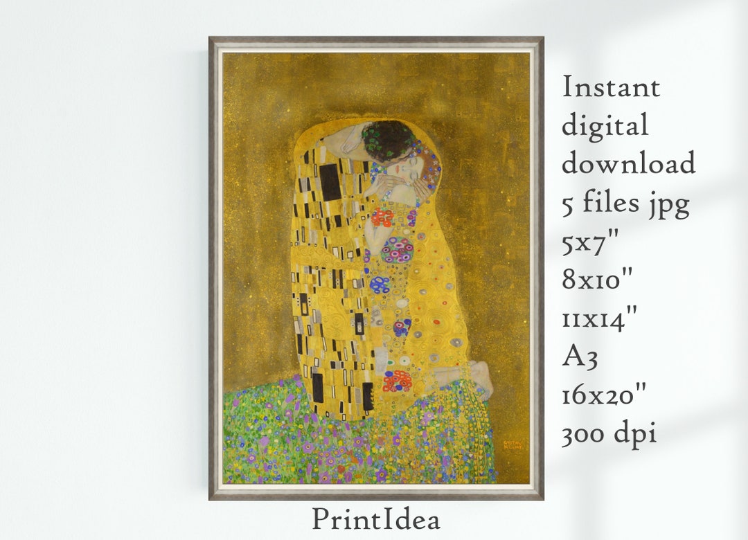 The Kiss Gustav Klimt Painting Poster Gustav Klimt Wall Art Print ...