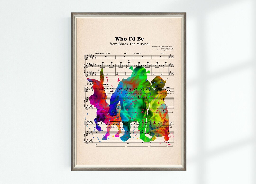 Shrek Musical Poster Fiona Donkey Print Who I'd Be Music Sheet High