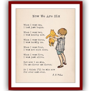 Now We Are Six A.A. Milne-gedichten Toen ik één was, was ik net begonnen Toen ik twee was... Winnie de Poeh-citaatposter directe digitale download