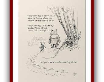 Imagine se uma árvore caísse, Pooh, enquanto estivéssemos embaixo dela? ...Pôster Vintage com Citação do Ursinho Pooh para Decoração de Parede 883