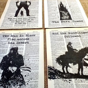 Dark Tower Poster Man in Black Zitat Themed Old Wörterbuch Print 8x10 4er Set Vintage Poster Upcycled Wörterbuch #80