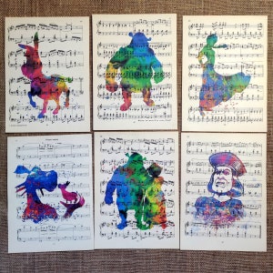 Shrek Musical Themed Musical sheets Print 8x10 Set of 6 Vintage Poster #15