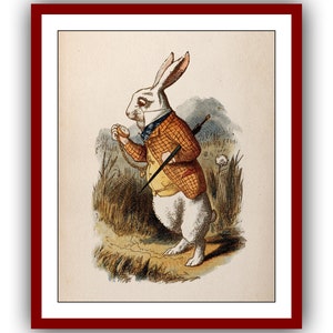 Alice in Wonderland The White Rabbit Poster Classic Vintage Print John Tenniel illustrations Nursery Instant Digital Download