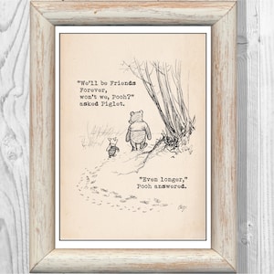 Wir werden Freunde für immer sein, nicht wir, Pooh?... Winnie der Pooh Zitat klassische Poster Kindergarten Druck Instant Digital Download