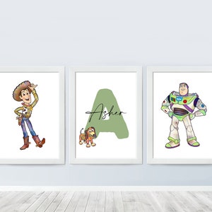 3er Set Toy Story personalisierte Name Print Kinderzimmer Wand Kunst Poster Kinderzimmer Druck Baby Zimmer Dekor digitaler Download
