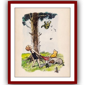 Christopher Robin and Friends Winnie the Pooh Poster Color Vintage Classic Poster Nursery Printable Instant Digital Download