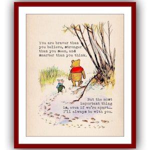 Sie sind mutiger als Sie glauben, stärker als Sie scheinen, und ... Winnie Puuh Zitat Poster Kinderzimmer Printable Sofortiger digitaler Download