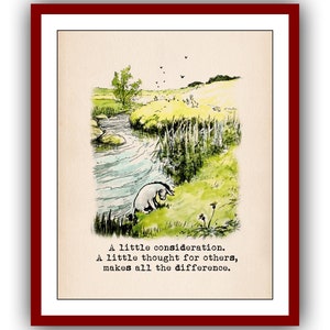 A little consideration a little thought... Winnie the Pooh Quote Poster Vintage Classic Nursery Printable Instant Digital Download