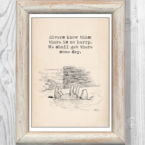 Flüsse wissen das: Es gibt keine Eile.... eines Tages Eeyore Zitat Winnie der Pooh Vintage klassische Poster Kindergarten Druck Instant Digital Download
