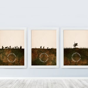 Conjunto de 3 pôsteres do senhor dos anéis, bolsa de duas torres, retorno do rei, pôster aquarela, impressão de berçário, decoração de quarto de bebê 2507