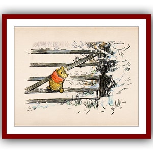 Winnie the Pooh and Piglet Winnie the Pooh Poster Color Vintage Classic Poster Nursery Printable Instant Digital Download