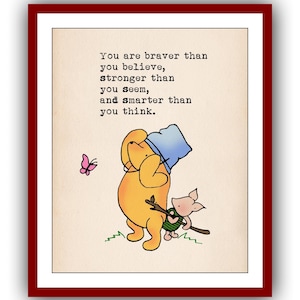 Sie sind mutiger als Sie glauben, stärker als Sie scheinen und ... Winnie Puuh Poster Vintage Wandkunst Dekor Kinderzimmer Print-2105