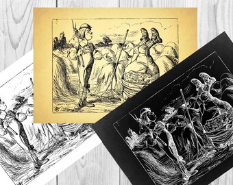 Alice in Wonderland Poster Full collection John Tenniel Alice's Adventures in Wonderland Lewis Carroll Print Instant Digital Download