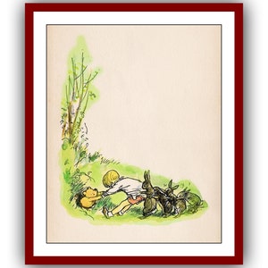 Christopher Robin and Winnie the Pooh Poster Color Vintage Classic Poster Nursery Printable Instant Digital Download