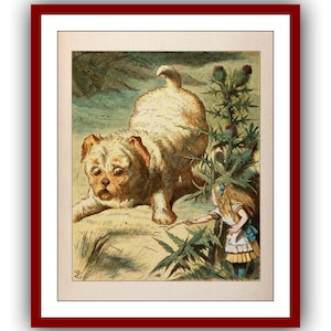 Alice in Wonderland Alice and the puppy Poster Classic Vintage Print John Tenniel illustrations Nursery Instant Digital Download