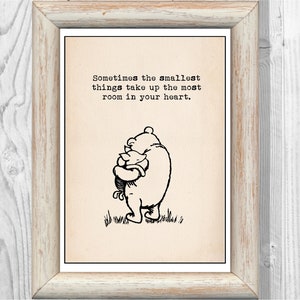 A veces las cosas más pequeñas son las más... Winnie the Pooh Cita Clásica Cartel Vivero Impresión Instantánea Digital Descargar