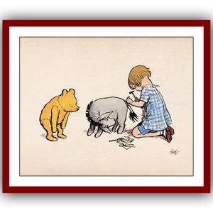 Christopher Robin Eeyore Winnie the Pooh Poster Color Vintage Classic Poster Nursery Printable Instant Digital Download
