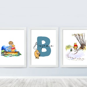 Personalised Set Of 3 Custom Winnie the Pooh Personalised Name Print Kids Nursery Poster Nursery Art Print Baby Room Decor Digital Download
