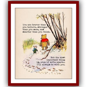 &quot;Du bist mutiger als du glaubst, stärker als du scheinst, und... &quot;&quot;Winnie the Pooh&quot;&quot; Zitat Poster Vintage Wandkunst Dekor Kinderzimmer Druck 1587.&quot;