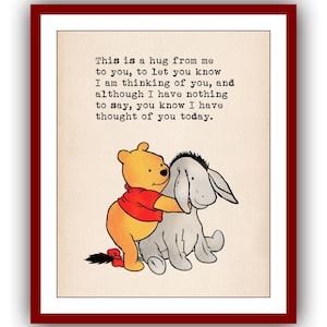 This is a hug from me to you..... Winnie the Pooh Quote Poster Nursery Printable Instant Digital Download