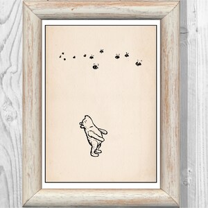 Winnie the Pooh Bee  Vintage Classic Poster Nursery Print Instant Digital Download