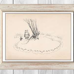 Winnie the Pooh and Piglet Vintage Classic Poster Nursery Print Instant Digital Download